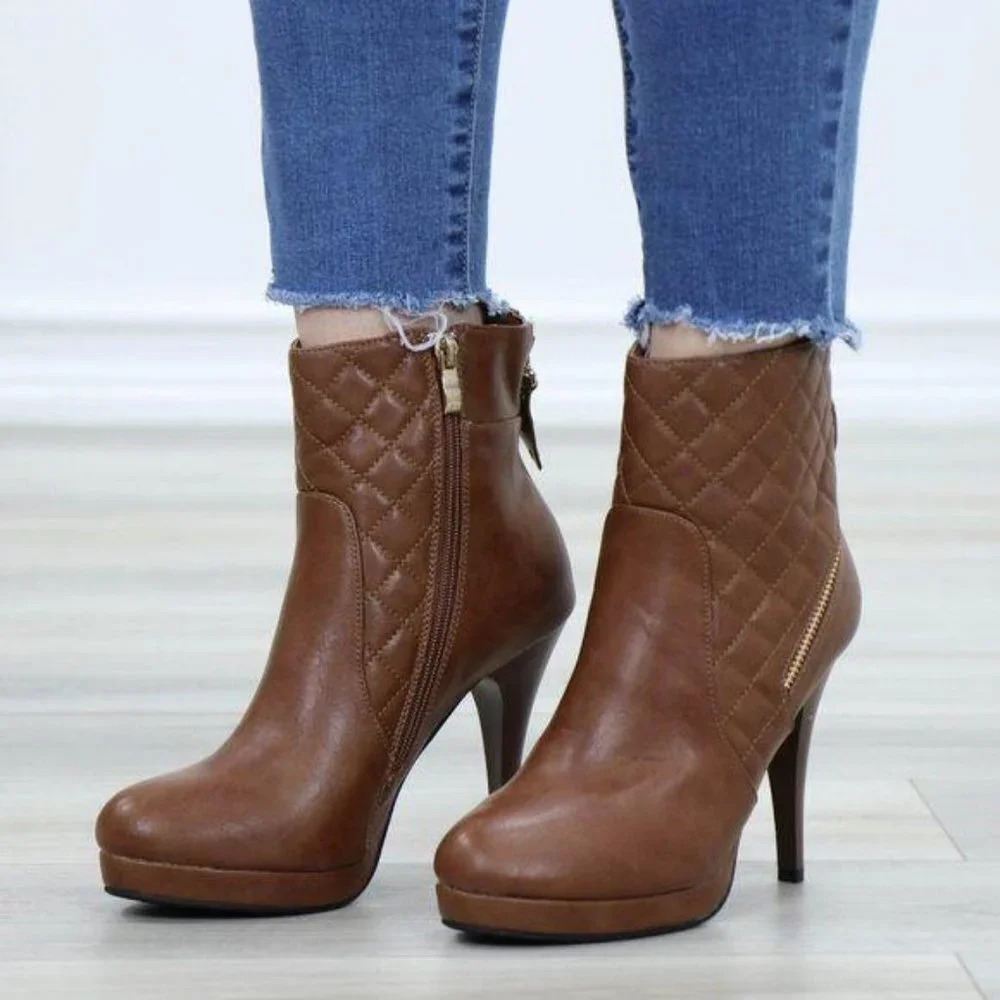 Platform High Heel Ankle Boots Fur inside - Picture 10 of 15